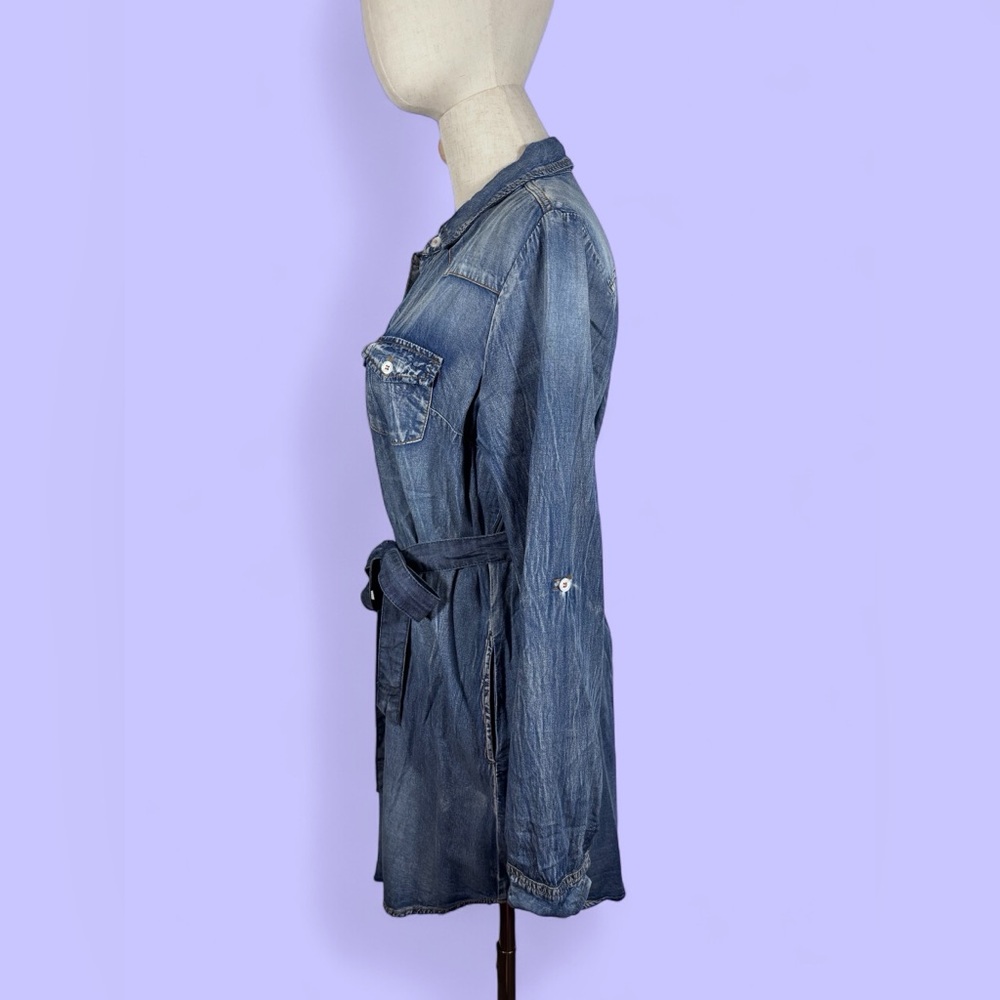 Denim Casual Blue Long Sleeve Dress - Picture 6 of 10